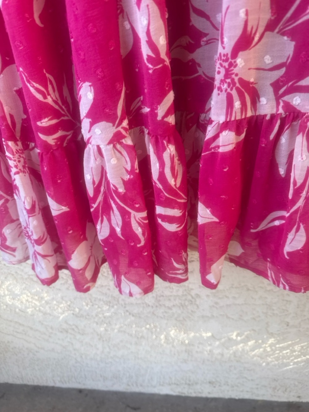 torrid Hot Pink Floral V-Neck Tiered Dress - Picture 3 of 4